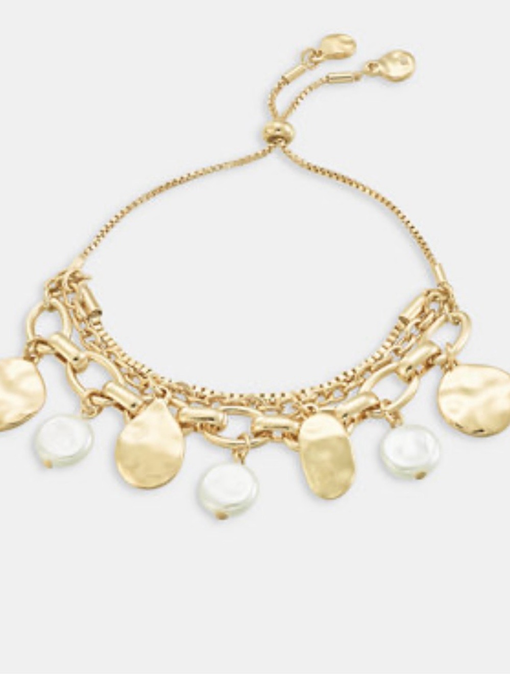 Style $ Co. Gold Tone Pearl & Disc Charm Bracelet - Women's Jewelry